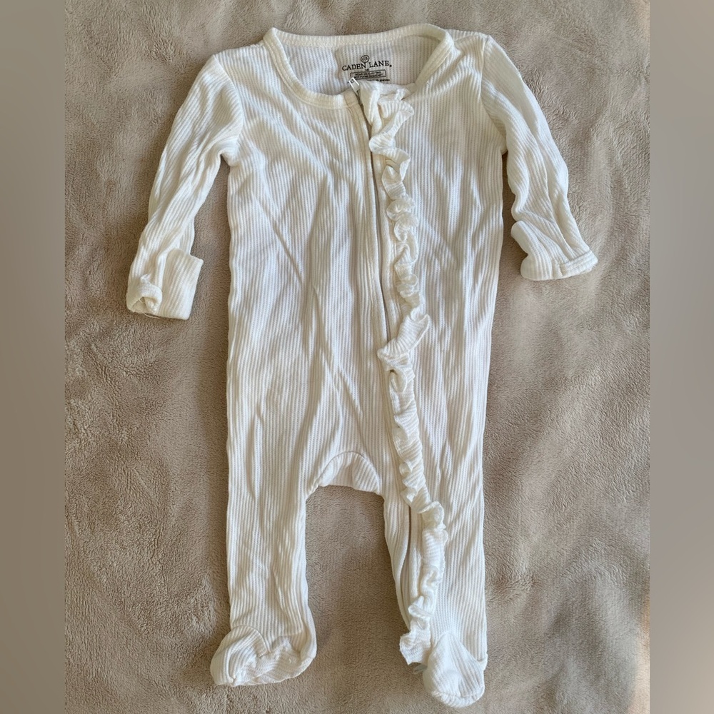 Caden Lane White Ruffled Kids Pajamas